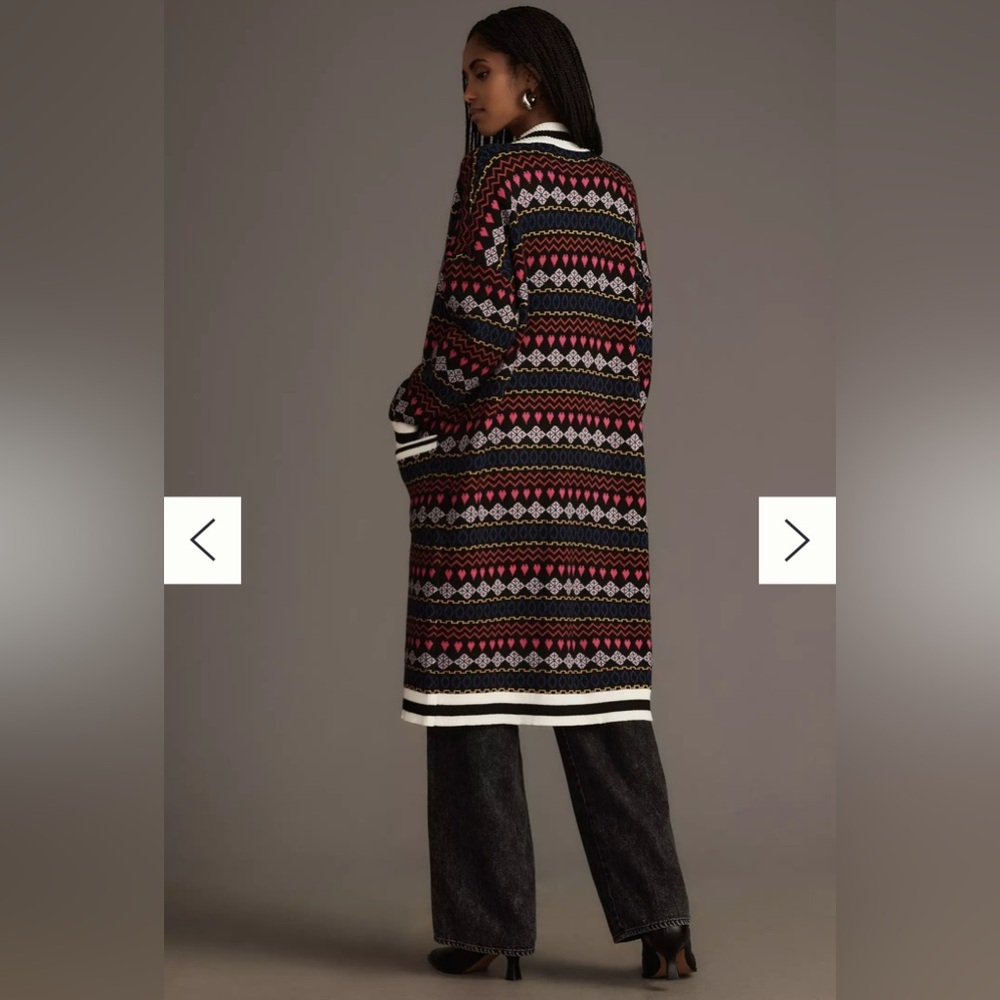 New NWT By Anthropologie Printed Duster Cardigan Sweater - Picture 2 of 10